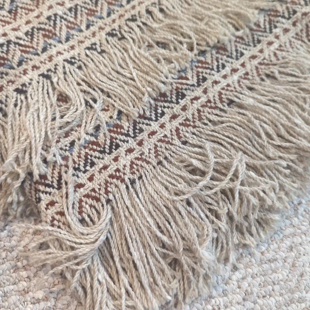 Vintage Pendleton 100% Virgin Wool USA Throw Blanket Fringe Wool Earth Tone